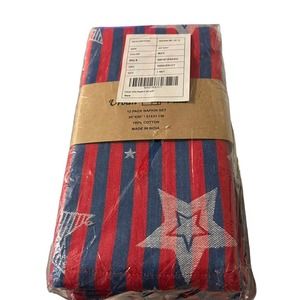 Urban Villa 20”x20”Napkins 100% Cotton Cloth Napkins Set of 12 Red-Blue Striped